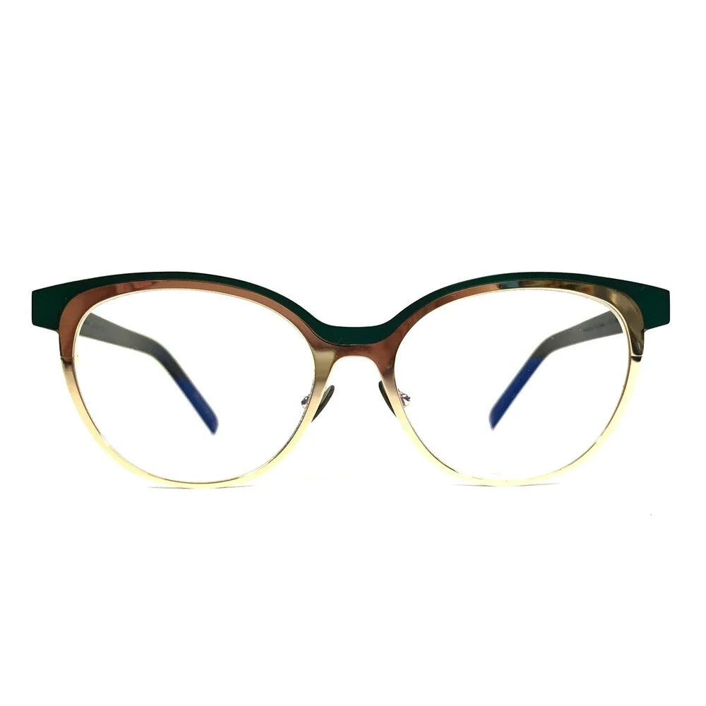Tom Davies Eyeglasses Frames TD740 Col. 2214 Shiny Gold Black Green 51-15-140